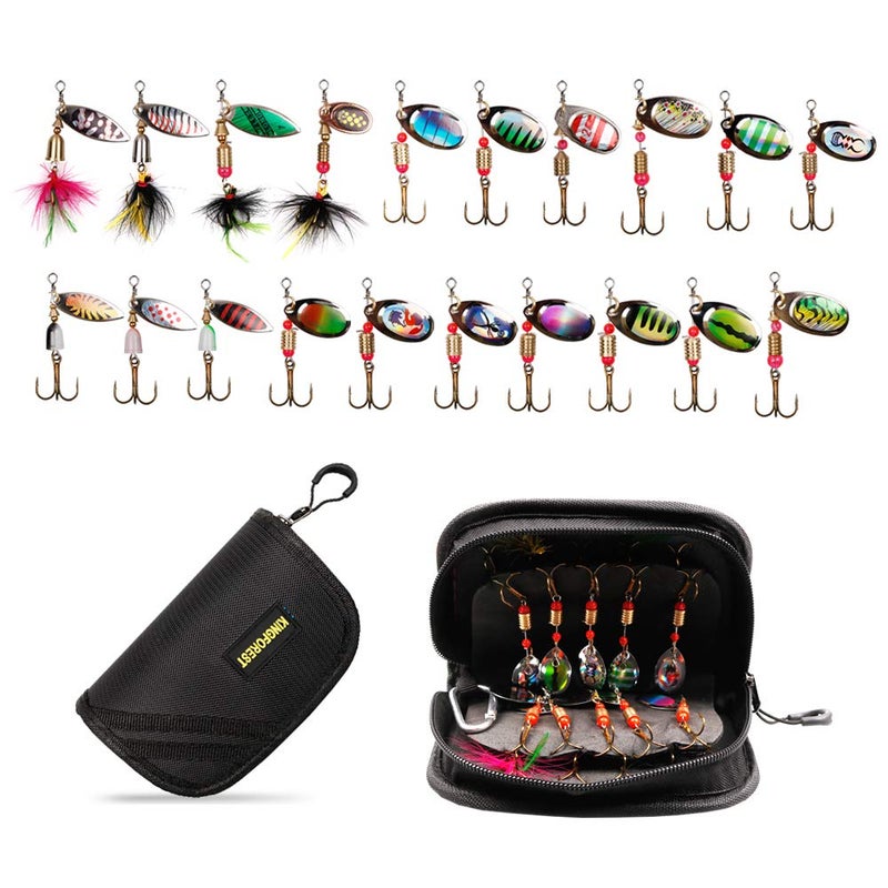 KINGFOREST 20-Piece Spinnerbait Fishing Lures Kit - Hard Metal Bass Trout Salmon Walleye Lures with Tackle Box | Freshwater & Saltwater Fishing Bait - Image 3